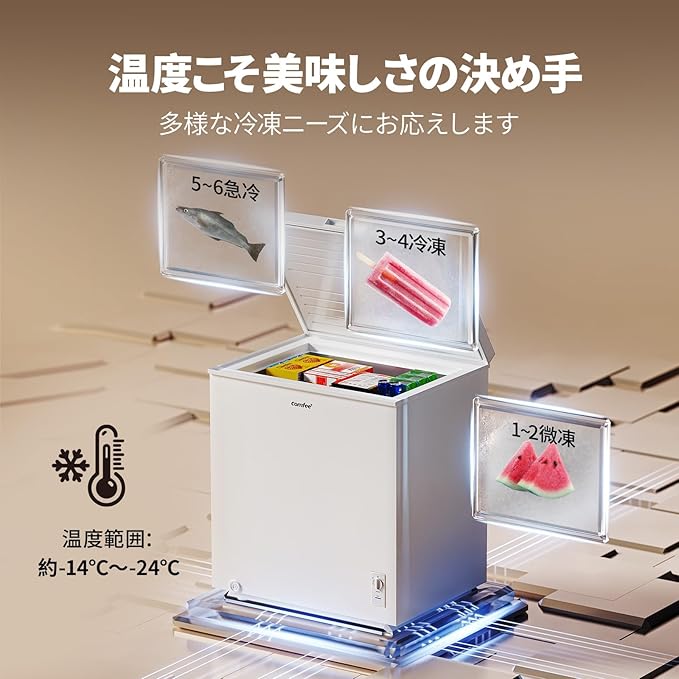 コンフィー(COMFEE') 冷凍庫 198L 上開き ホワイト RCC199WH(E) 省エネ