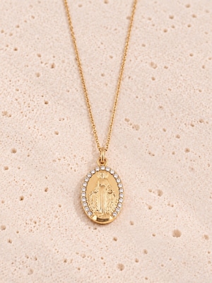 316L hawaiian zirconia medai necklace #n47