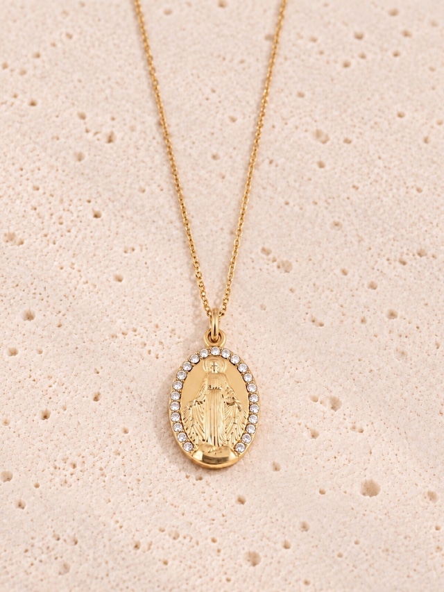 316L hawaiian zirconia medai necklace #n47