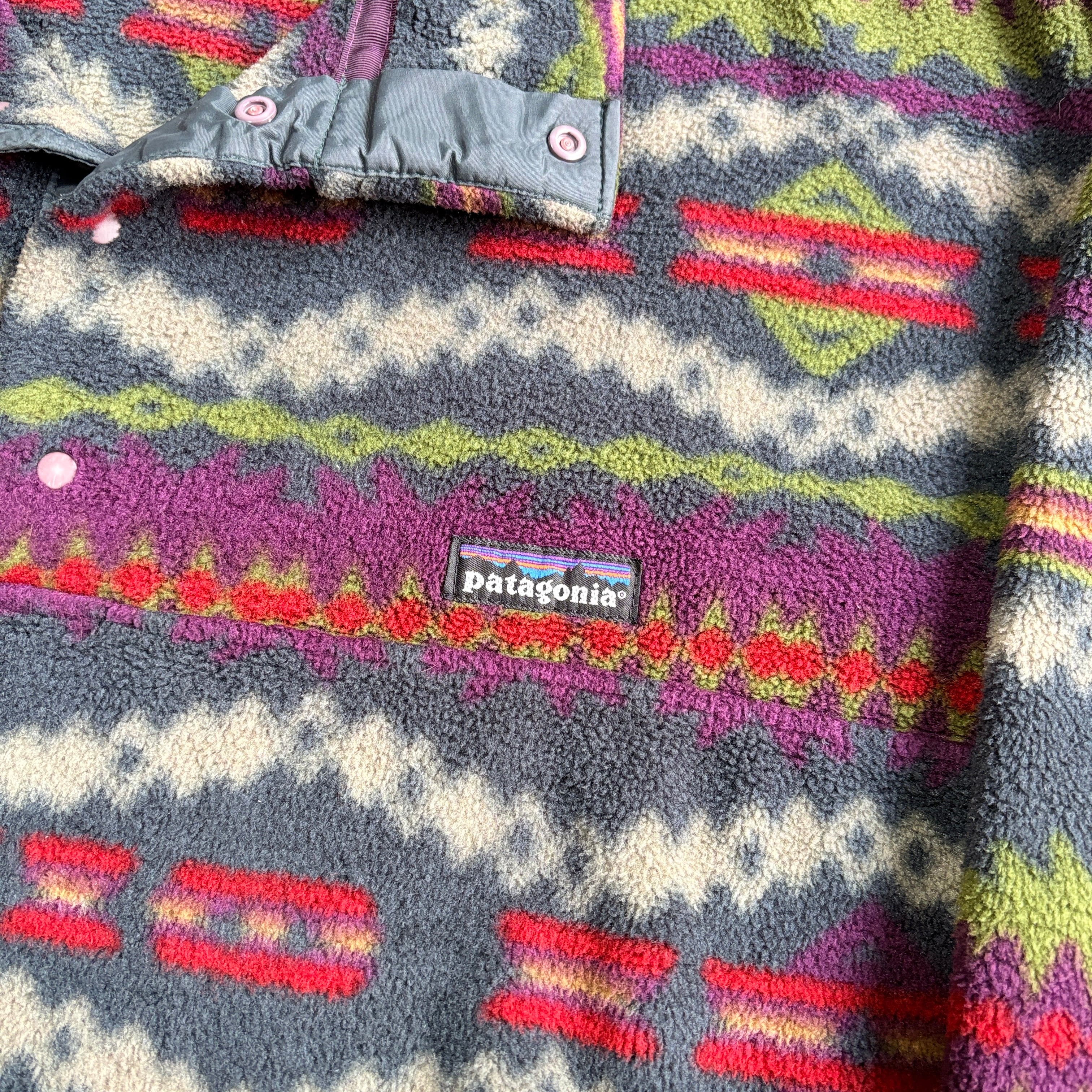 90s USA製 patagonia ”No snow” lightwait Synchilla Snap T Pullover