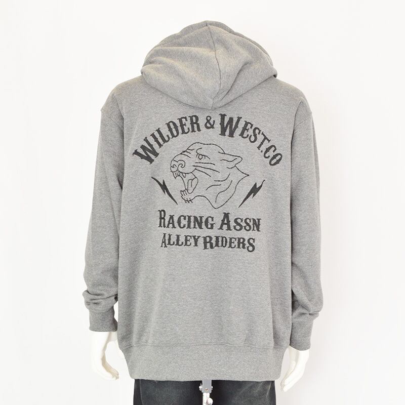 大きいサイズ】WILDER&WEST｜裏毛スウェット刺繍ZIPパーカー 