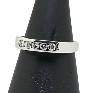 Pt900 プラチナ ダイヤ0.21ct 一文字 リング 指輪 レディース 9.5号 【中古】