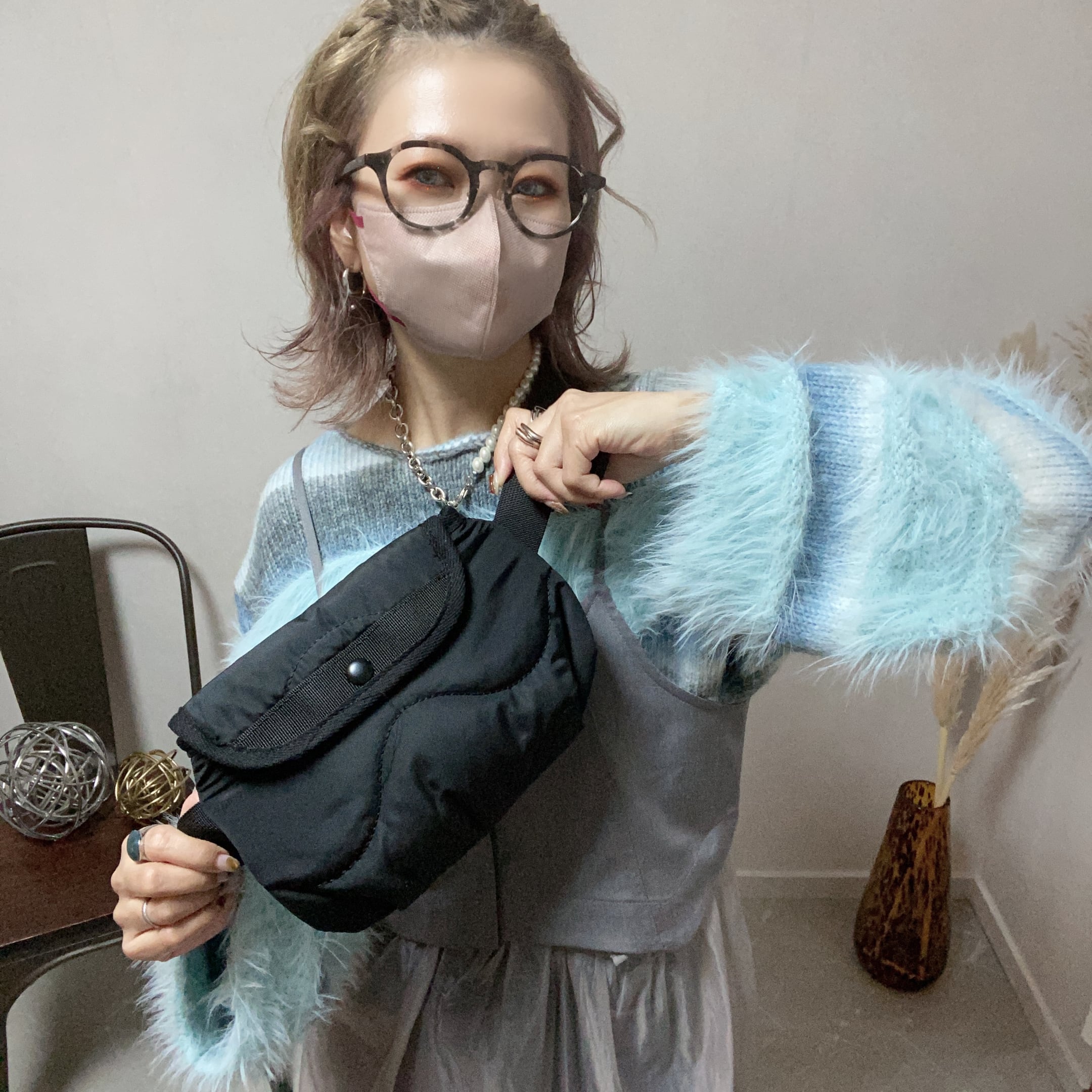 gradation stripe shaggy knit sweater