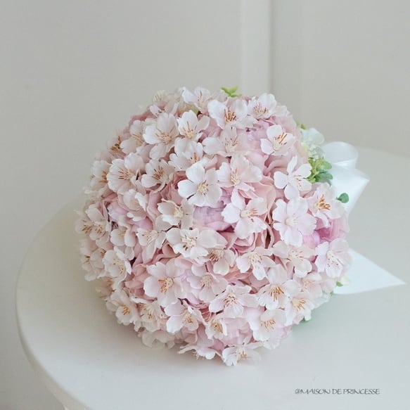 世界にひとつ＊ 【ブートニア付き】桜と芍薬のウエディングブーケ 前
