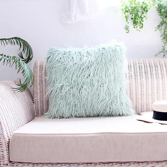 送料無料 ファークッションカバー【ミントグリーン】45×45 おしゃれ