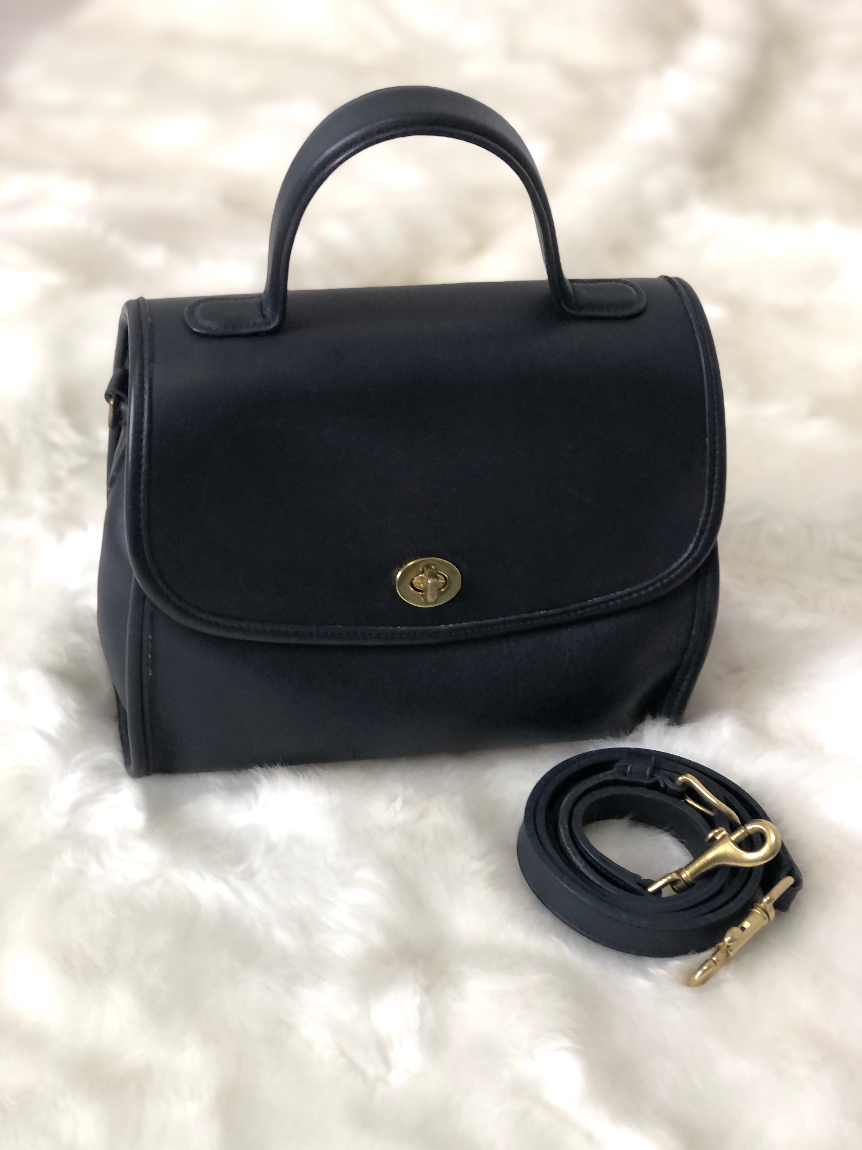 COACH コーチ ターンロック レザー ハンドバッグ 2WAY ショルダー