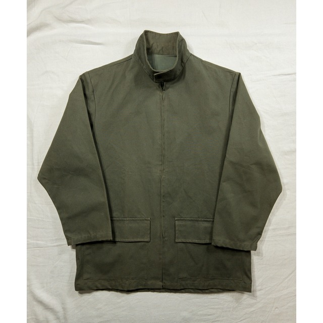 【1970s】"French Vintage" Khaki Cotton Stand Collar Hunting Half Coat, Mint Condition!!