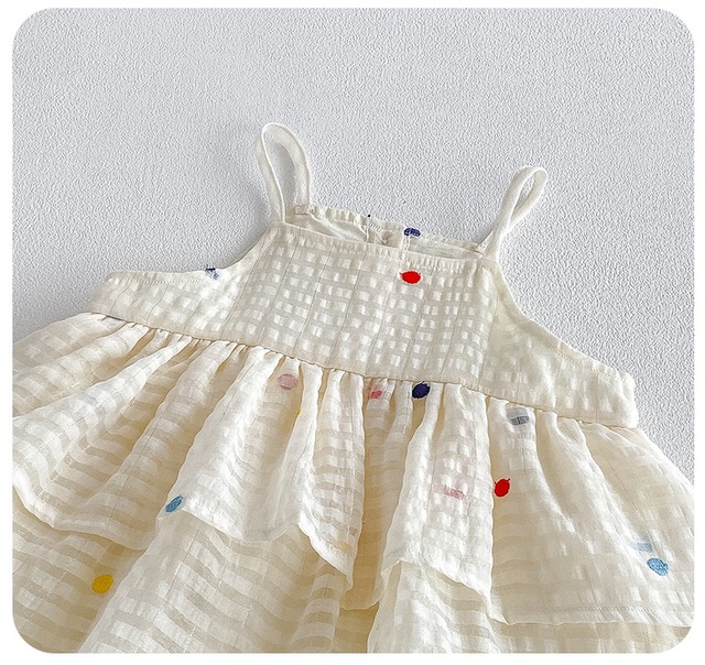 【BABY】カラフルドット柄キャミソールワンピースロンパース - 12