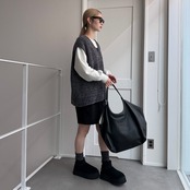 モールニットルーズvest/グレー