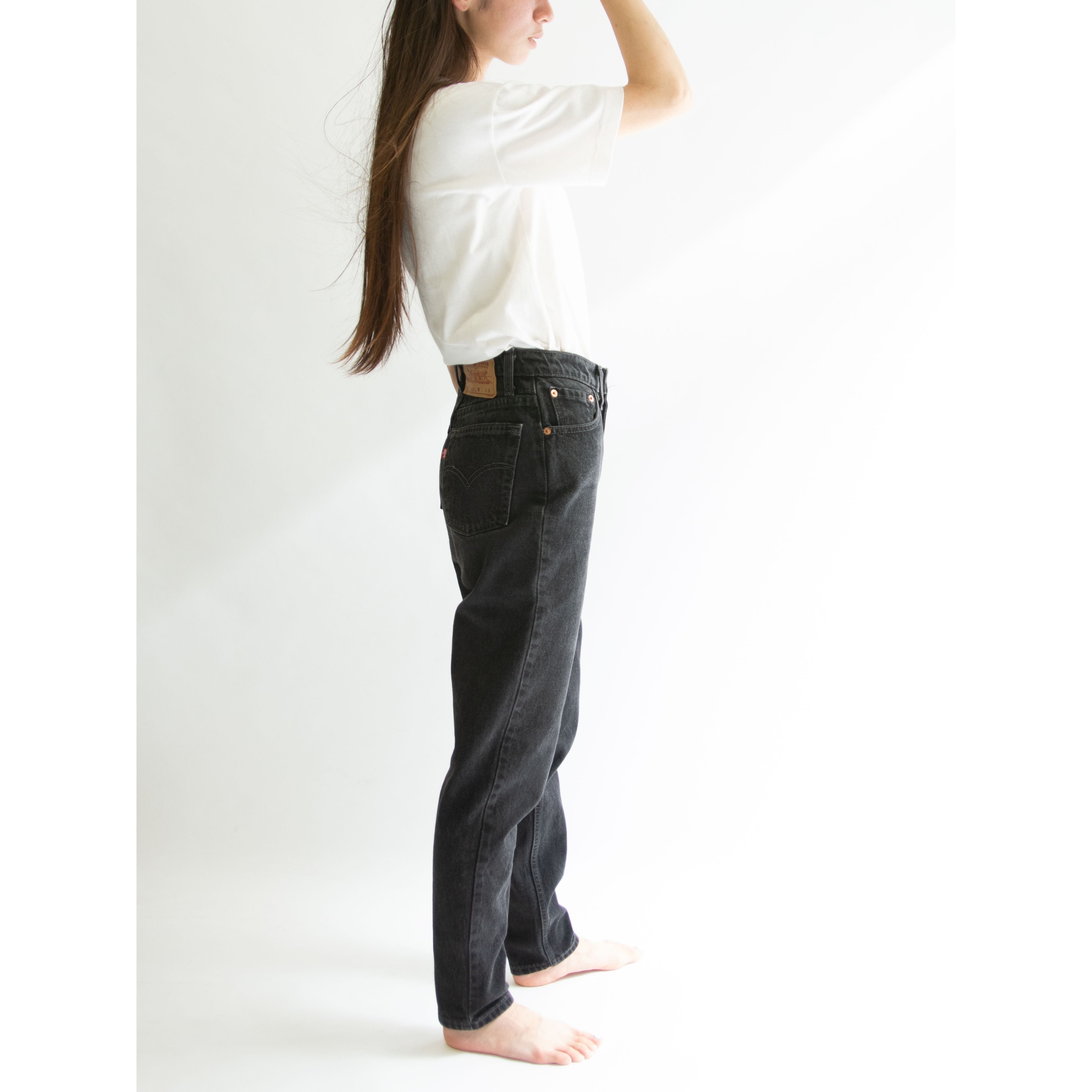 【LEVI'S 512】Made in U.S.A. 90's slim fit tapered leg denim pants S（リーバイス アメリカ製 スリムテーパード デニムパンツ ブラックジーンズ）1d