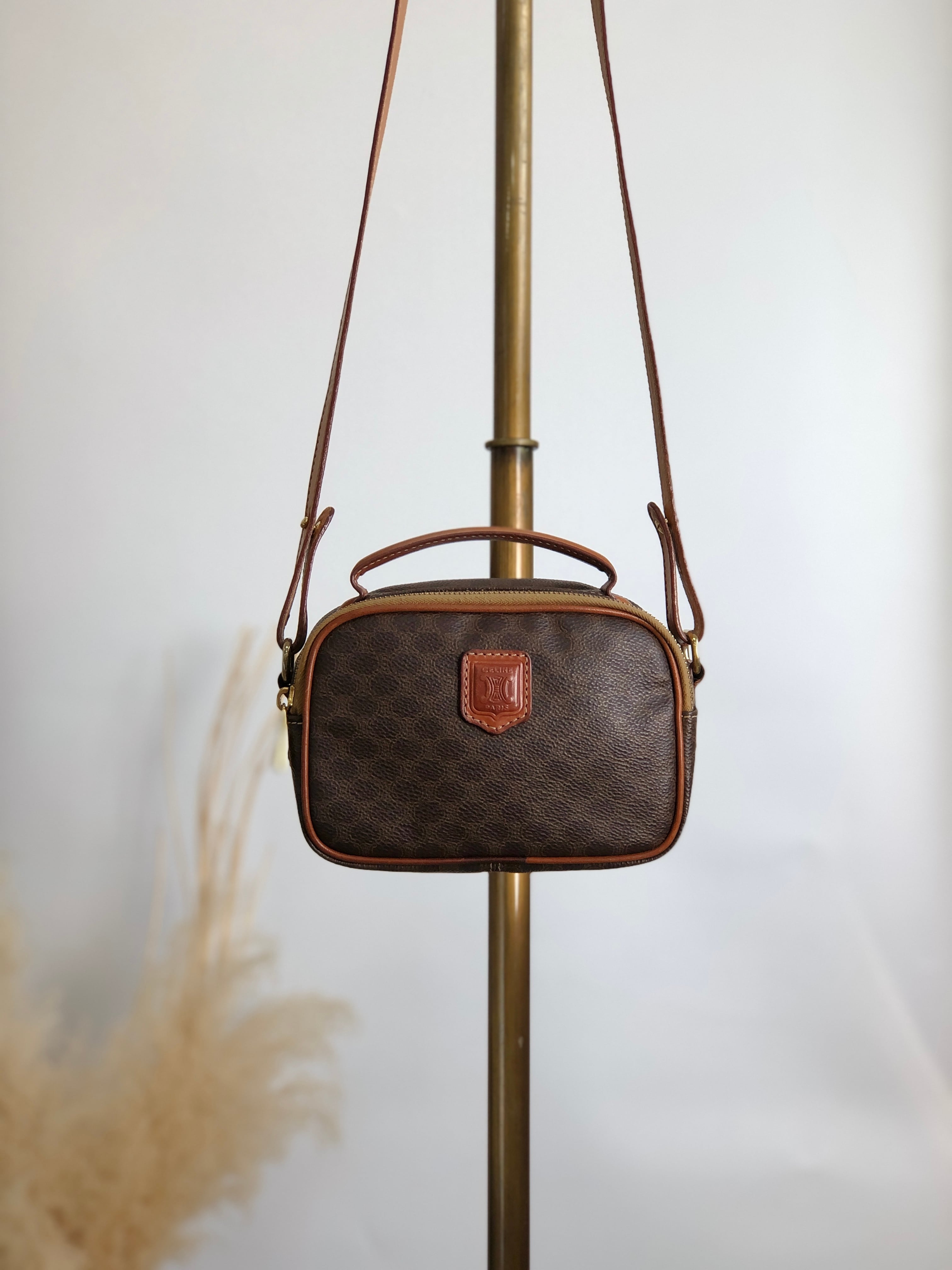 CELINE セリーヌ マカダム ショルダーバッグ ブラウン ブラゾン型押し  