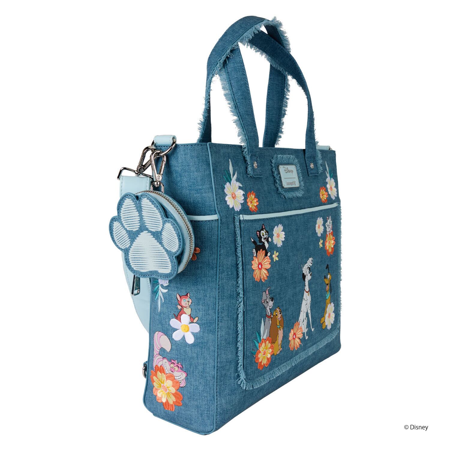 LF DISNEY DOGS & CATS FAUX DENIM CONVERTIBLE TOTE BAG WITH COIN BAG_WDTBS0005
