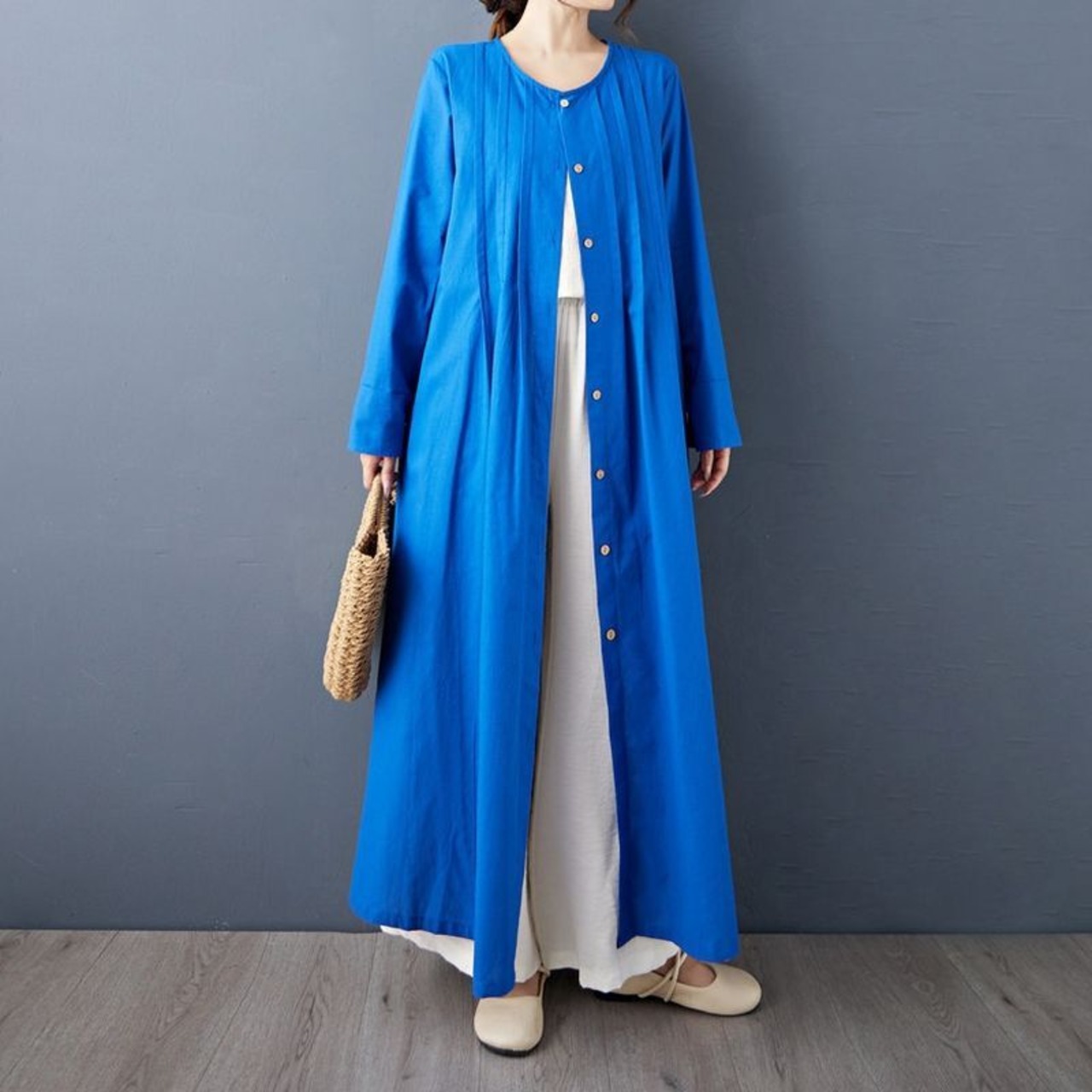 プリーツアクセント シャツワンピース  00357