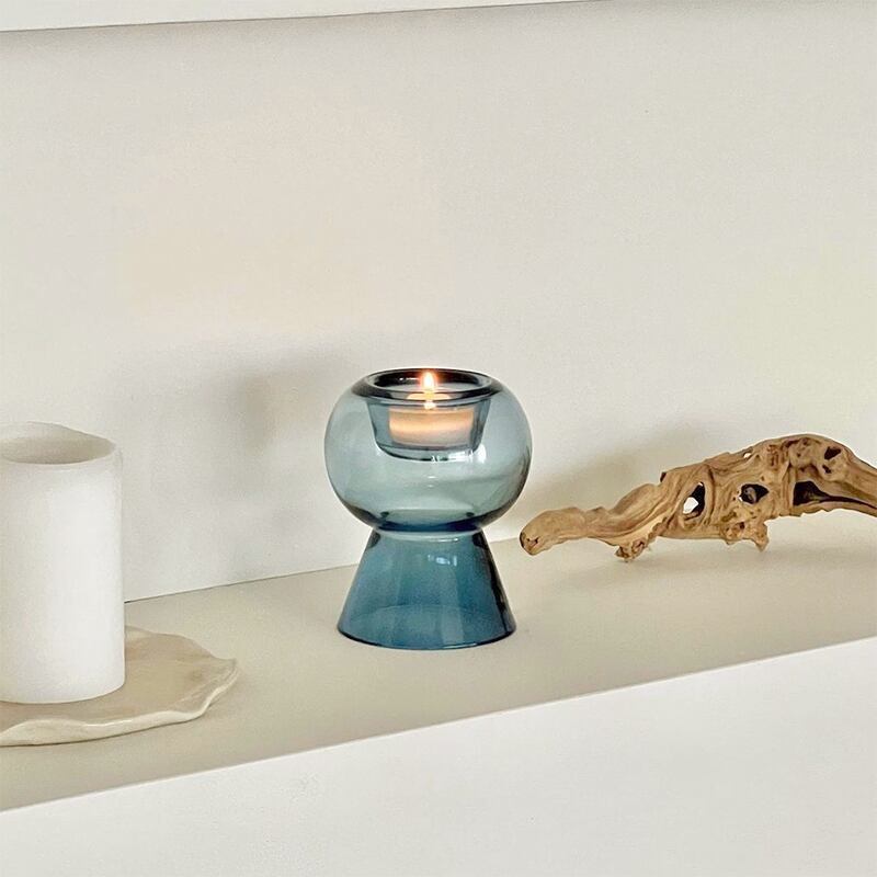 【VASE】ブルーガラスベース&キャンドルスタンド 2way