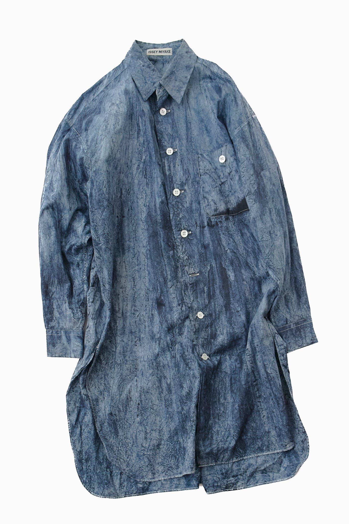 90s】ISSEY MIYAKE 製品染 LONG GATHERED SHIRT | Reben
