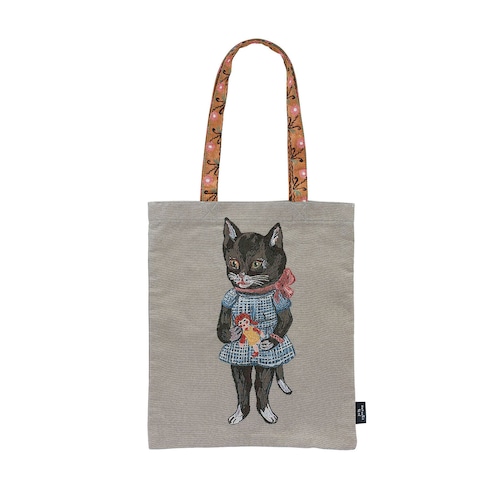 【Nathalie Lete】Rectangle tote bag（black cat）