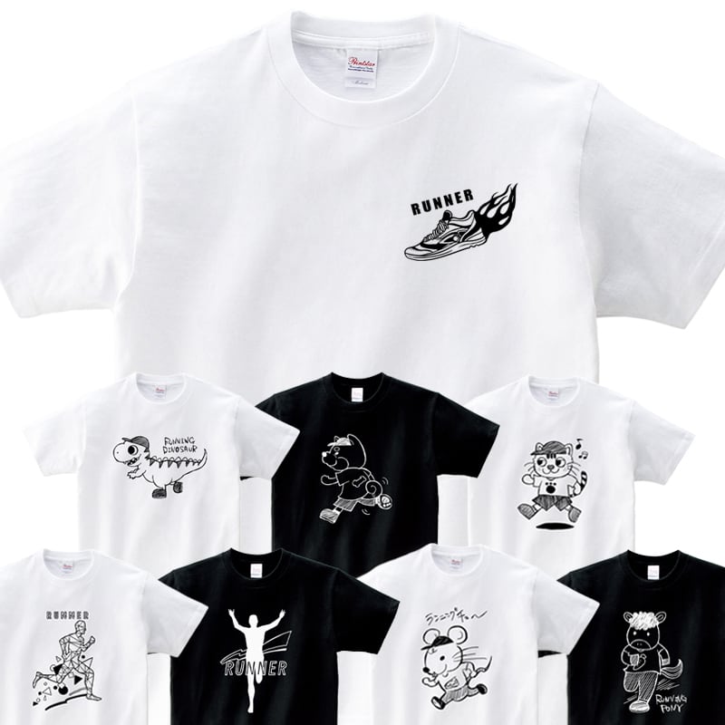 選べるデザイン スポーツ ランニング ジョギング Tシャツ sp11 スニーカー ポリゴン シルエット マウス ポニー ダイナソー ドッグ キャット