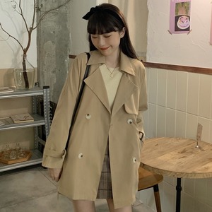 ハーフ丈 トレンチコート ハーフトレンチ ダブルボタン ベルト付き 無地 カジュアル スタイリッシュ トラッド アウター 春 秋 A3029 Macaron ハーフ丈 トレンチコート ハーフトレンチ ダブルボタン ベルト付き 無地 カジュアル スタイリッシュ トラッド アウター 春 秋 A3029 Macaron