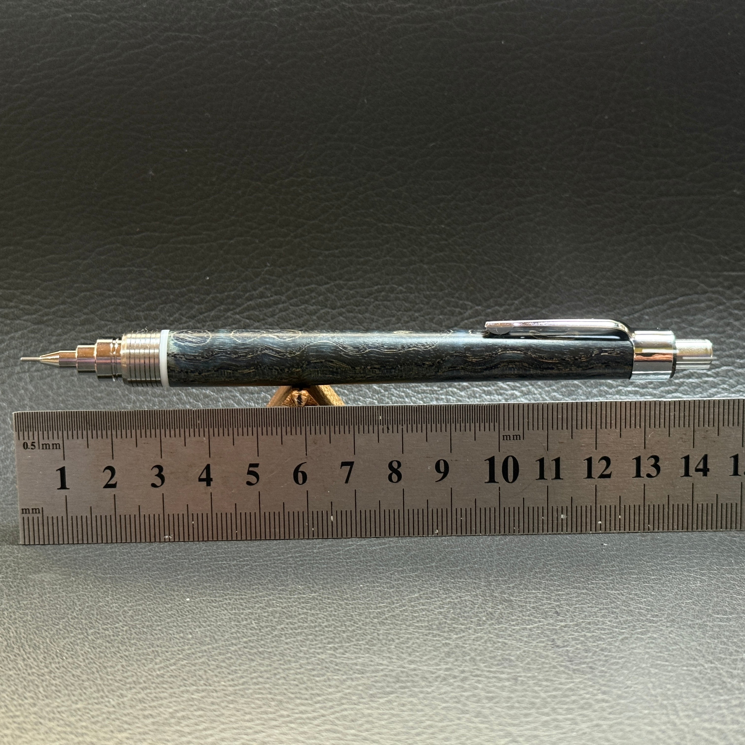 205タモ波杢スタビ 木製シャーペン 超低重心(溝付き) ステンレス