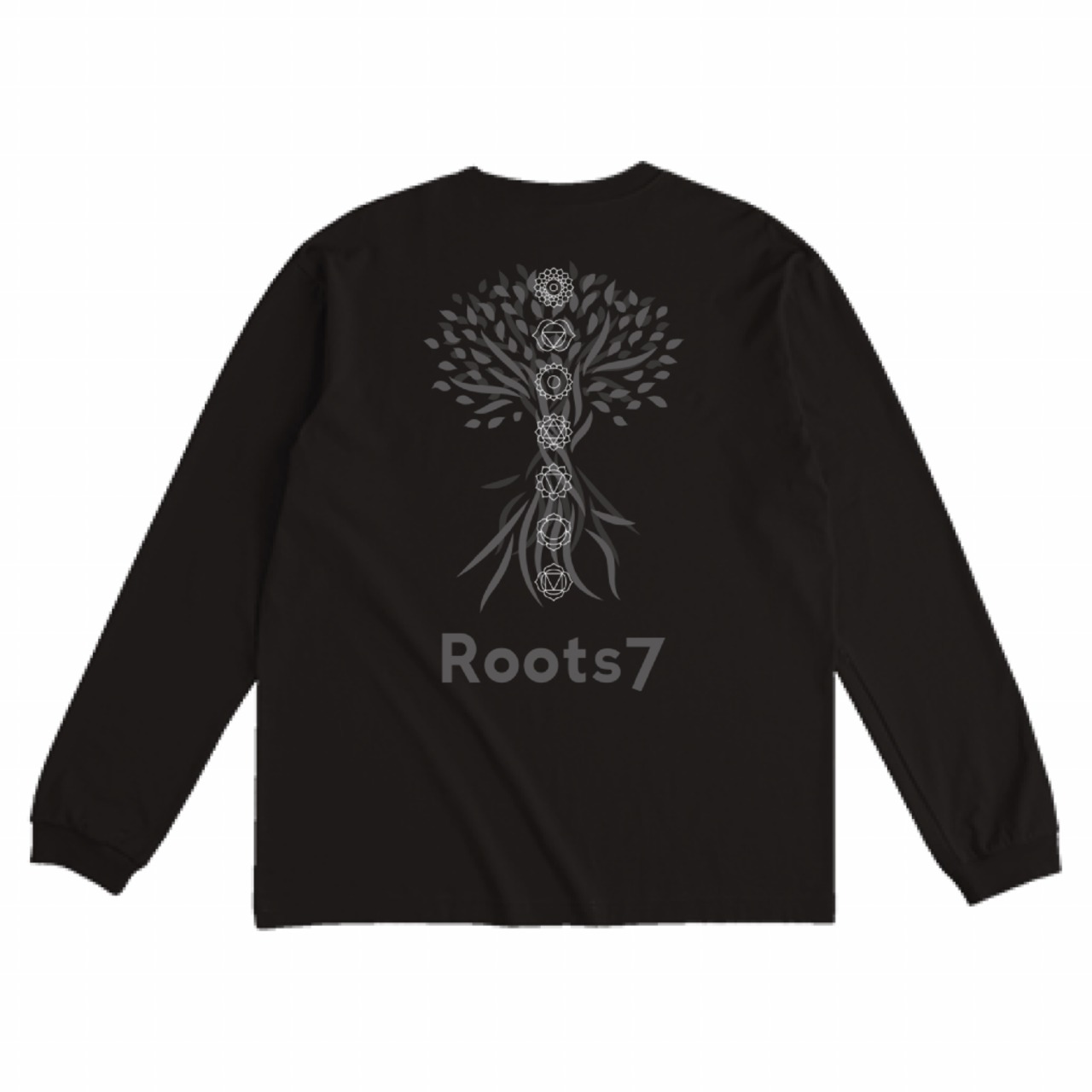 Roots7 Yoga ロングTシャツ（黒）ver1