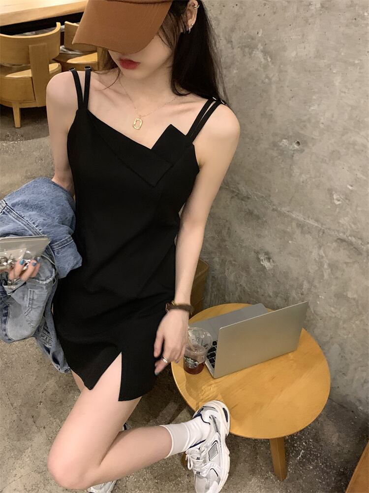 ドレス レディースサマーショートスカート ブラックスリムウェスト 夏物 ブラックストロベリース96791173375