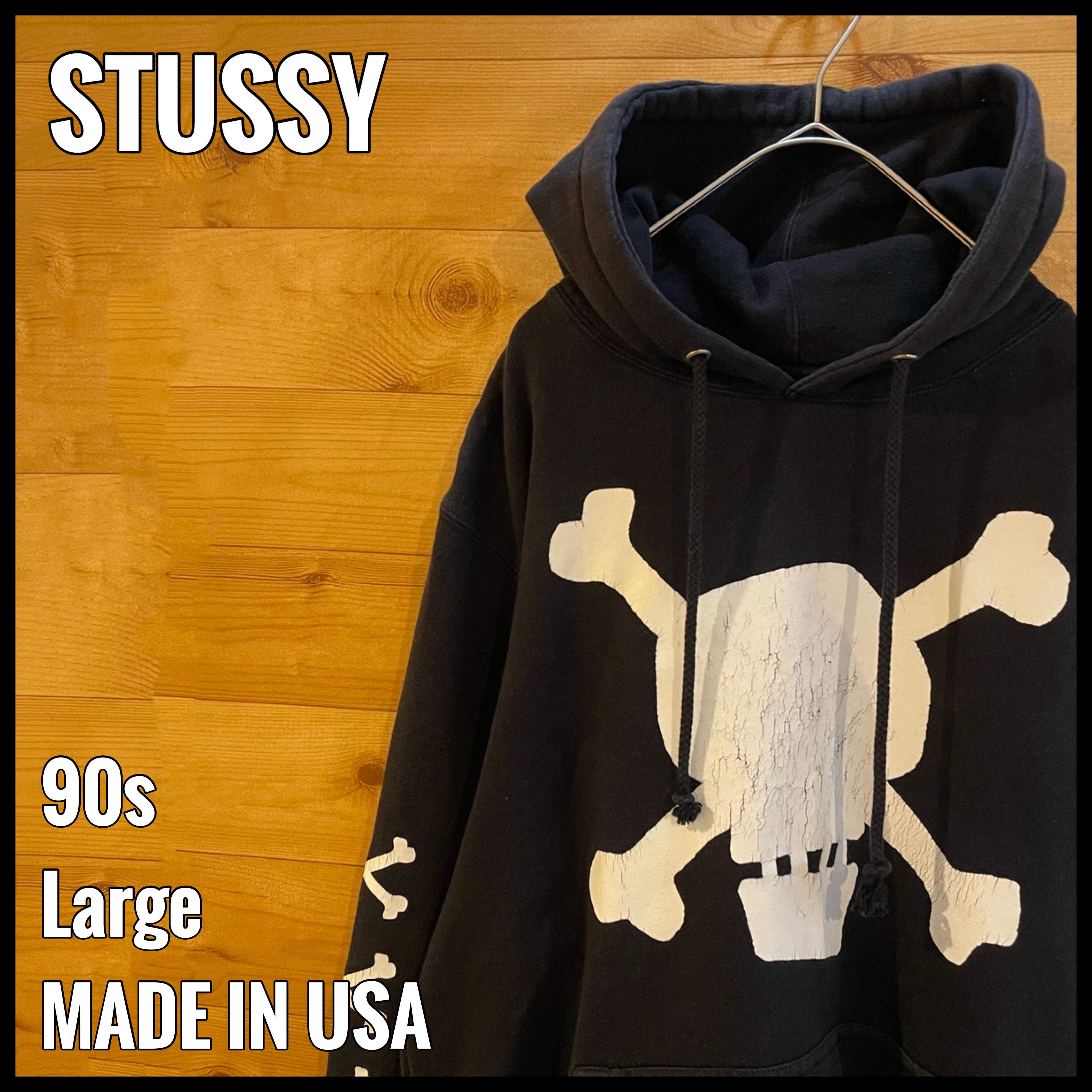 【STUSSY】90s USA製 スカル ドクロ パーカー プリント ...