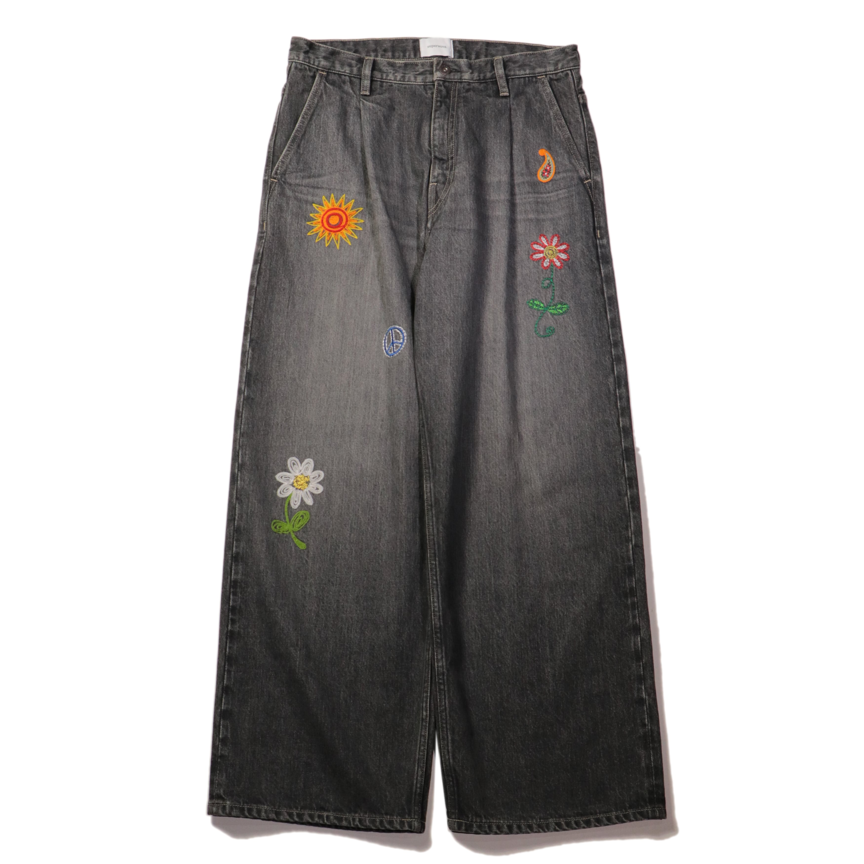 週末値下げ❕SOUVENIR スーベニア　ウェア　デニム素材　L superNova. Wide selvedge jeans - Old vintage wash / Light indigo