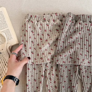 夏花柄レイヤード風ボトムス