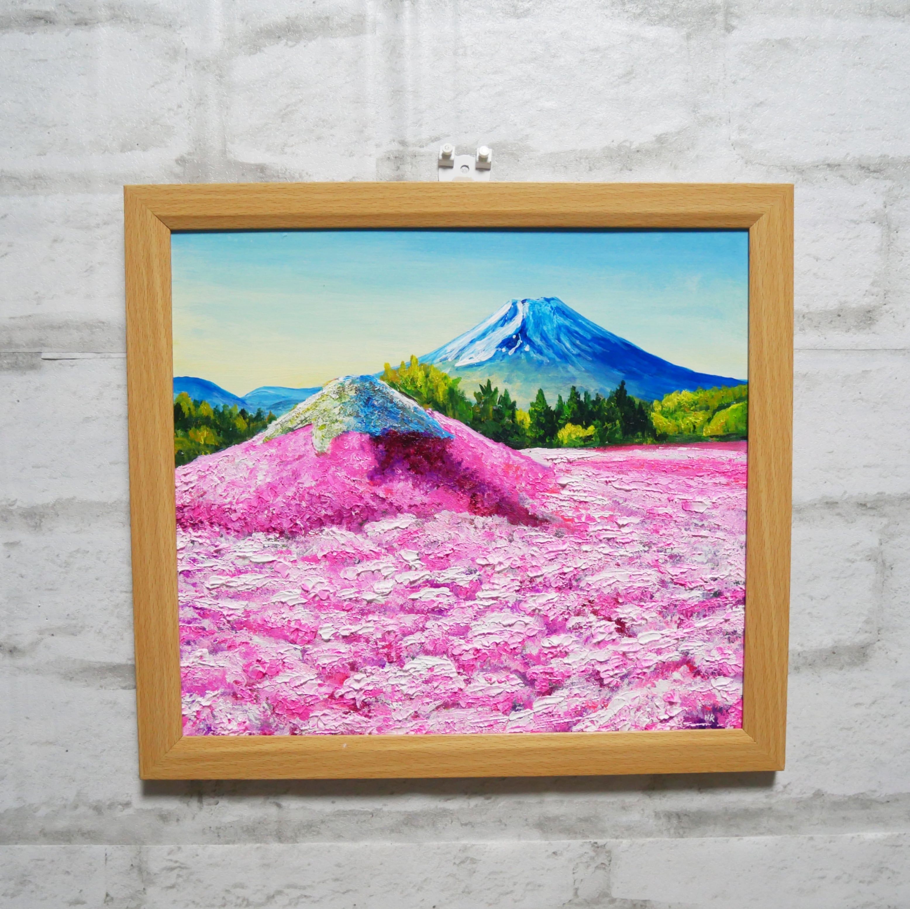 油絵 油彩 油彩画 絵 絵画【富士山とミニ芝桜富士山】 | HIROSHI1990 油絵 油彩 油彩画 絵 絵画【富士山とミニ芝桜富士山】 | HIROSHI1990