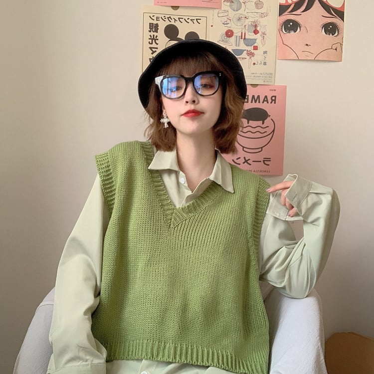 大きいサイズ セットアップ ネイビー ベージュセット レディース ワンボタン ｖネックベスト グリーン ホワイトセット ビッグカラー刺繍入りシャツブラウス