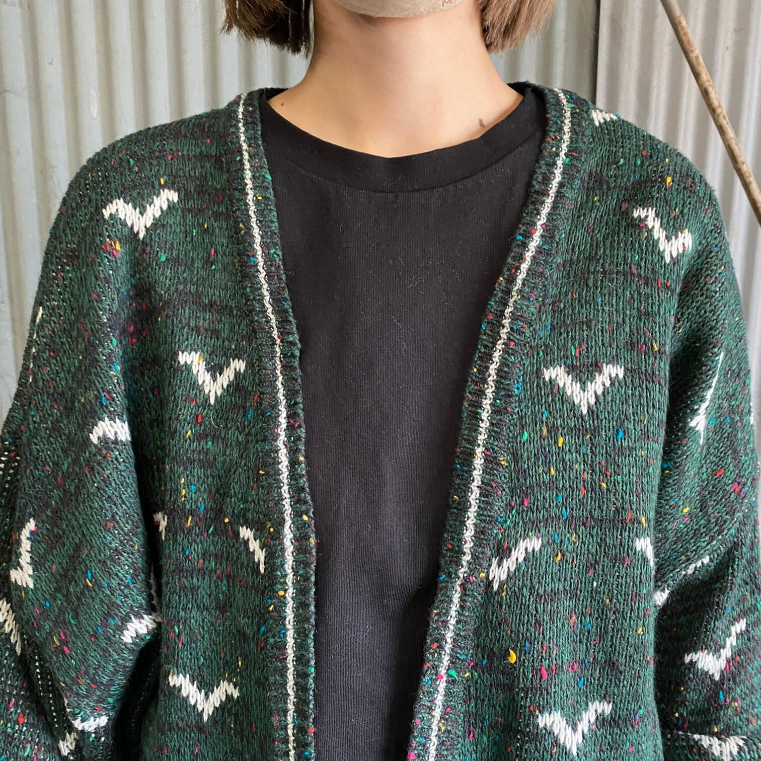 Carion Pine Scot ヴィンテージ 総柄 アクリルニットカーディガン