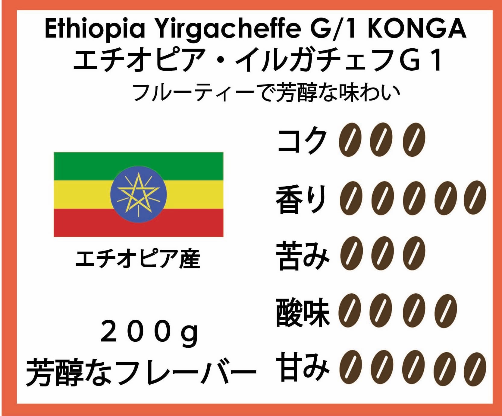 エチオピア　モカ　イルガチェフG1 ゲデブ　200g