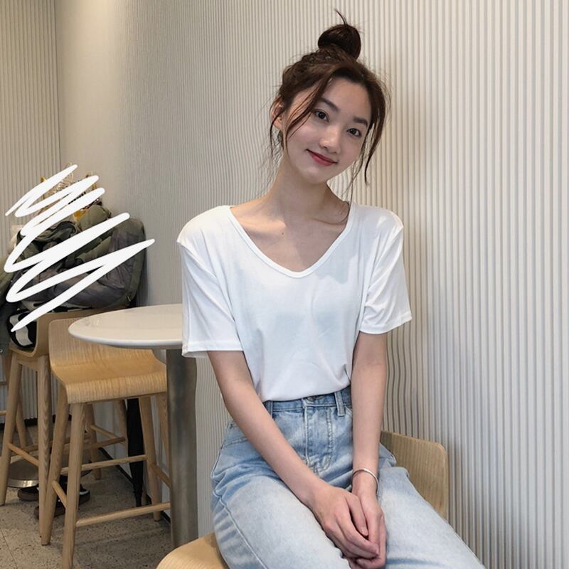 ホワイトVネックTシャツ サマールーズ 夏物 試着室13217723980