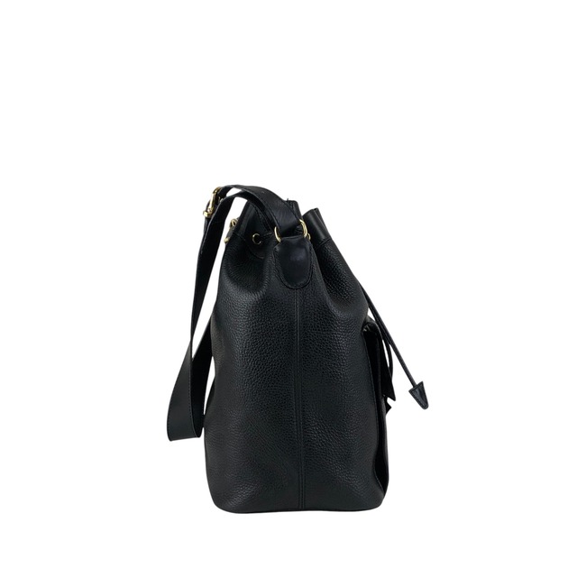 CELINE セリーヌ ショルダーバッグ ブラック ガンチーニ レザー 巾着 フロントポケット vintage ヴィンテージ オールド 3gt2jh