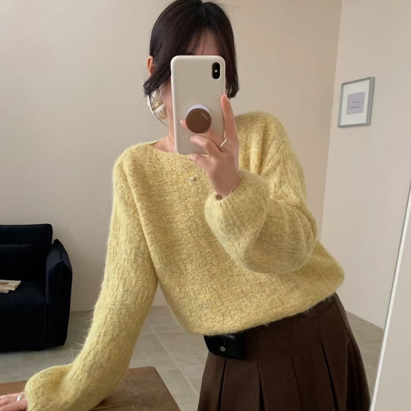 【tops】5色展開ニットトップス Q8125