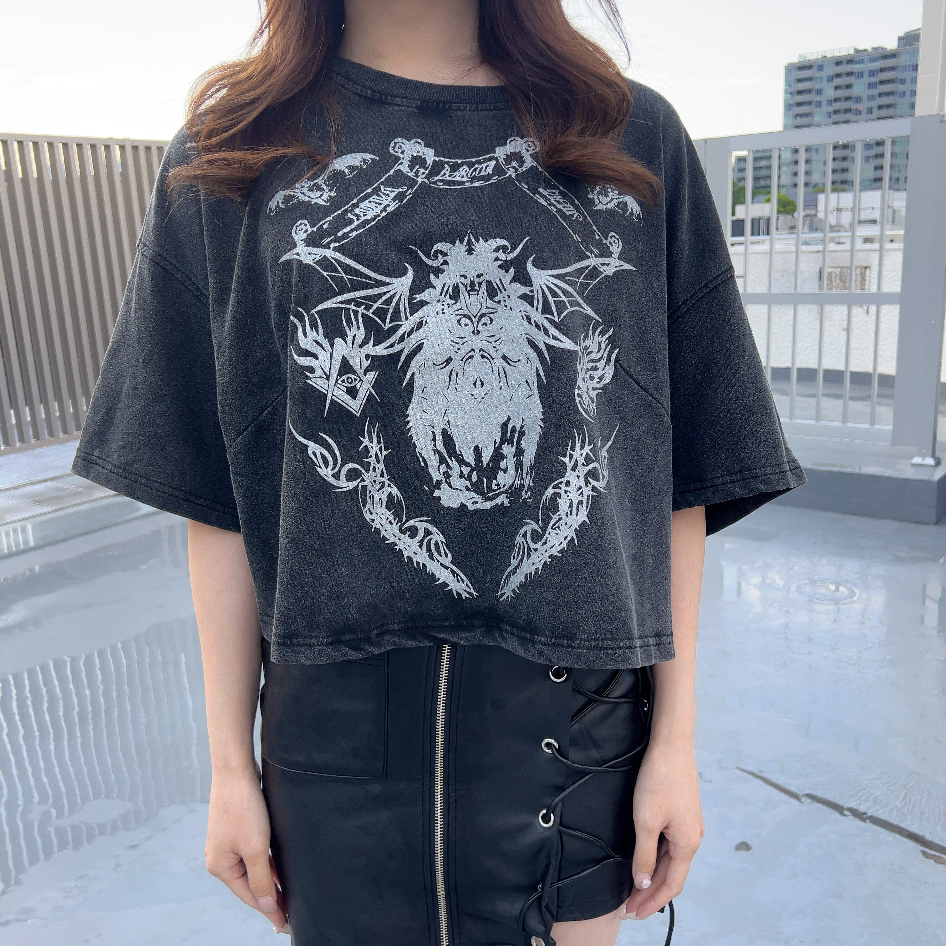 PSYNYXX ピグメントデーモンショートTシャツ y2k グランジ PSYNYXX ピグメントデーモンショートTシャツ y2k グランジ