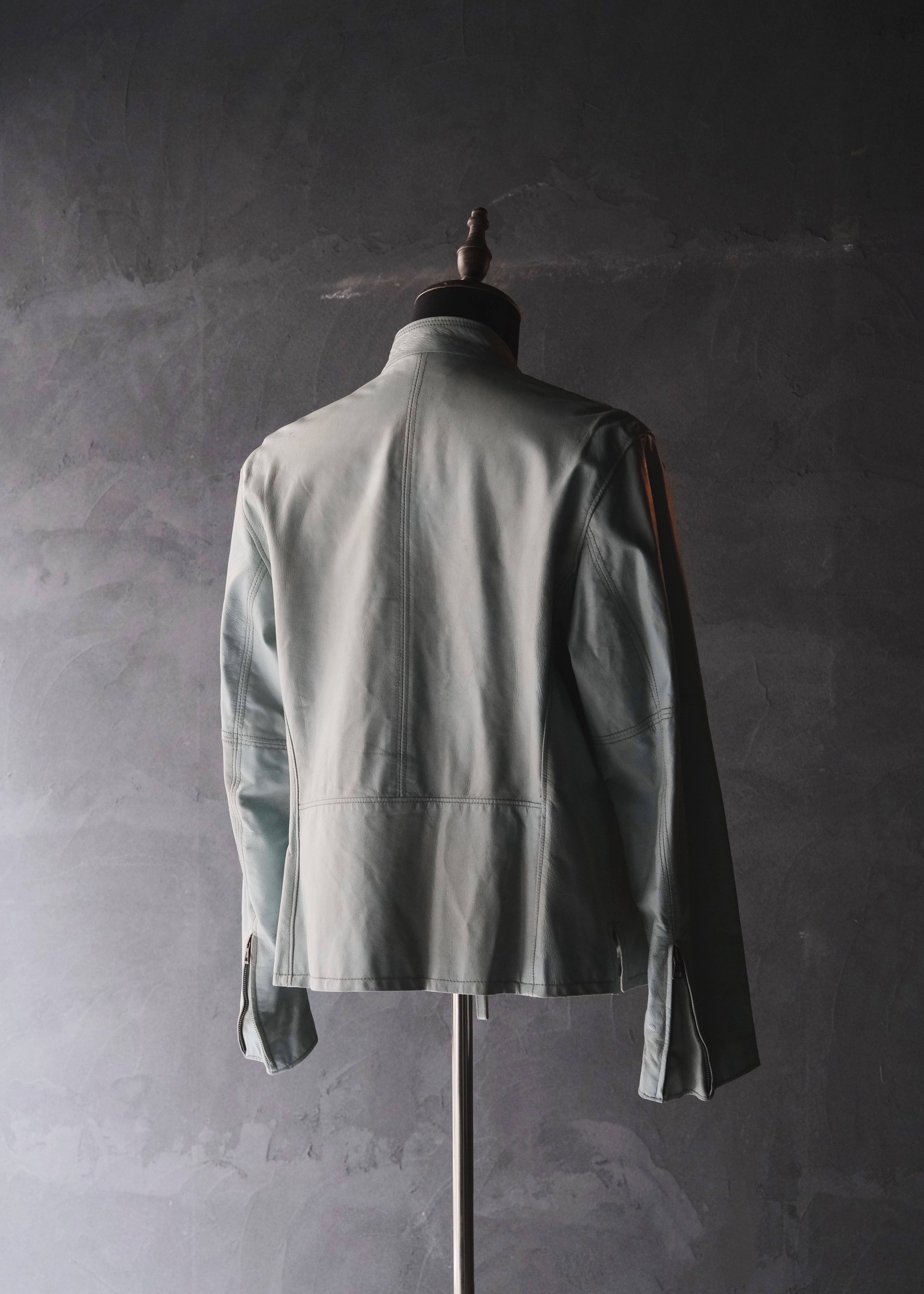 00's ARMANI JEANS swiching line leather single riders jacket | CETTEN