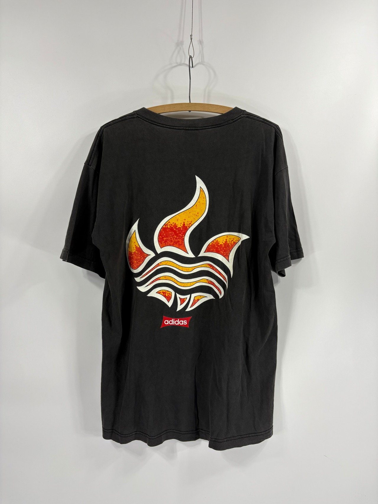 "Made in USA" 1990s Adidas Fire Logo Tee