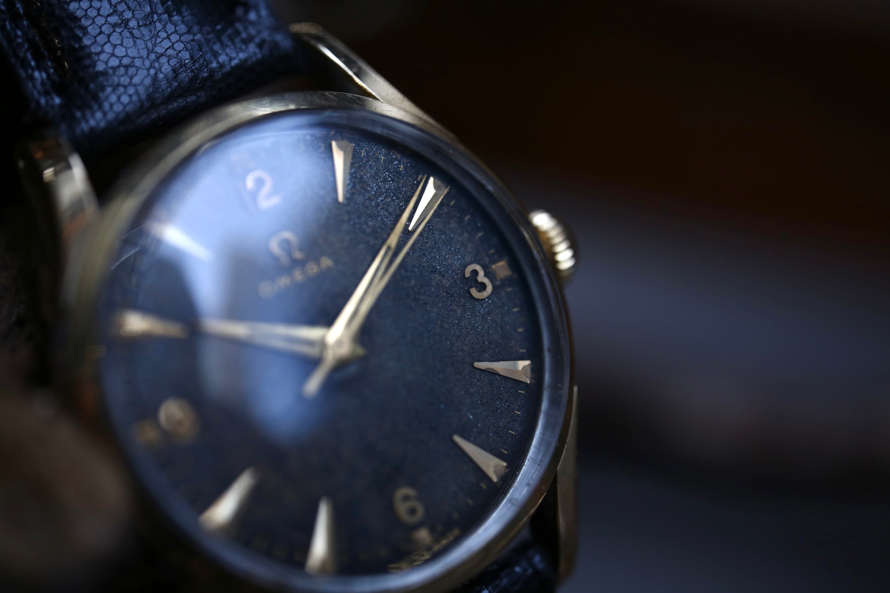 OMEGA】 1950's オメガ 30mmキャリバー オリジナルブラックミラー