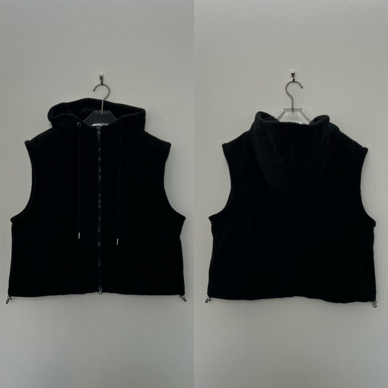 Wzipフリースフーディーvest/ブラック