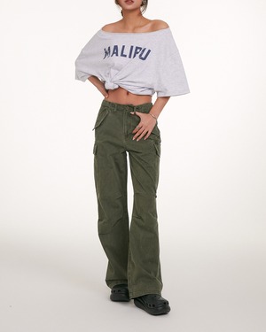 ロゴプリントドロップショルダーTシャツ 2color A1069