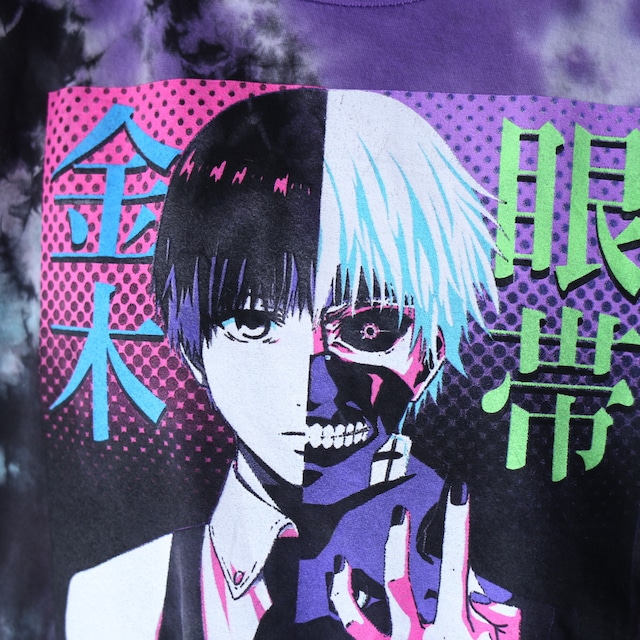 "東京喰種" psychedelic poison color over silhouette h/s tee