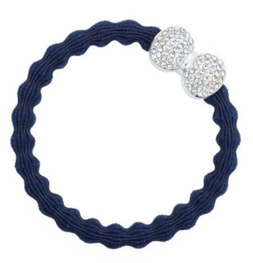 Silver Diamante Bow Navy Blue_20-2-002