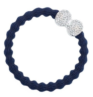 Silver Diamante Bow Navy Blue_20-2-002