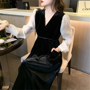 【送料無料】 ドレス ロングドレス ワンピース 衣装 パーティドレス ロング ロング丈 ミモレ ミモレ丈 袖あり 長袖 Vネック Aライン フレア ドッキング 異素材切り替え エレガント 可愛い 大人可愛い きれいめ シンプル カジュアル シック コンサバ 華やか 大人 上品 おしゃれ お洒落 主役級 こなれ感 高見え ポケット 無地 秋 30代 40代 レディース 女性用 ママ デート お出かけ 女子会 お呼ばれ 休日 お茶会 授業参観 結婚式 二次会 演奏会 定番 プチプラ 着痩せ   インスタ映え