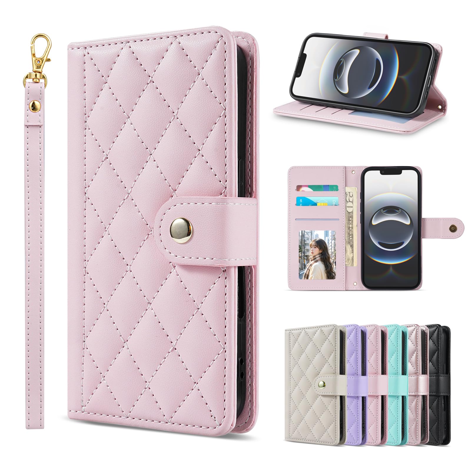 Ygejcjx 対応 スマホケース AQUOS sense9 SH-53E SHG14 SH-M29 / sense10 SH-53F 携帯カバー aquos sense9 ケース 手帳型 アクオスセンス9 カバー aquos sense10 ケース 手帳型 sense10ケース アクオスセンス10 携帯ケース 磁気スイッチ 横置き機能 吊り紐付き 財布型 カード収納 耐衝撃(ピンク)