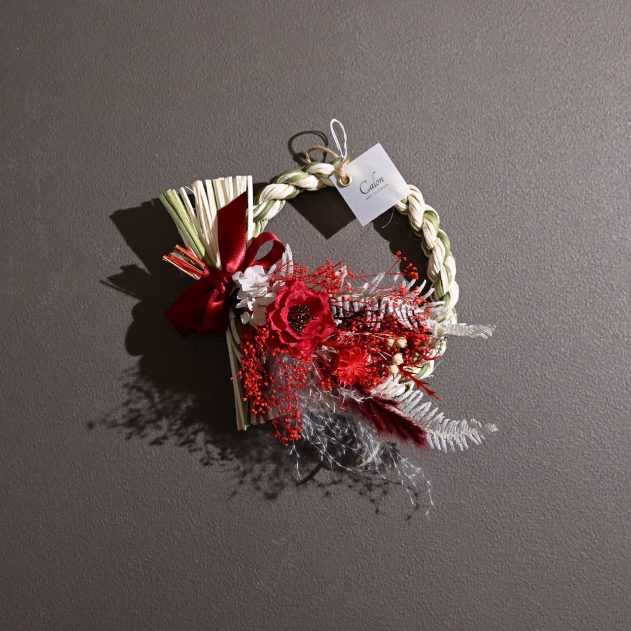 洋風ナチュラルしめ縄【レッド】Y-20 ≪限定1点≫