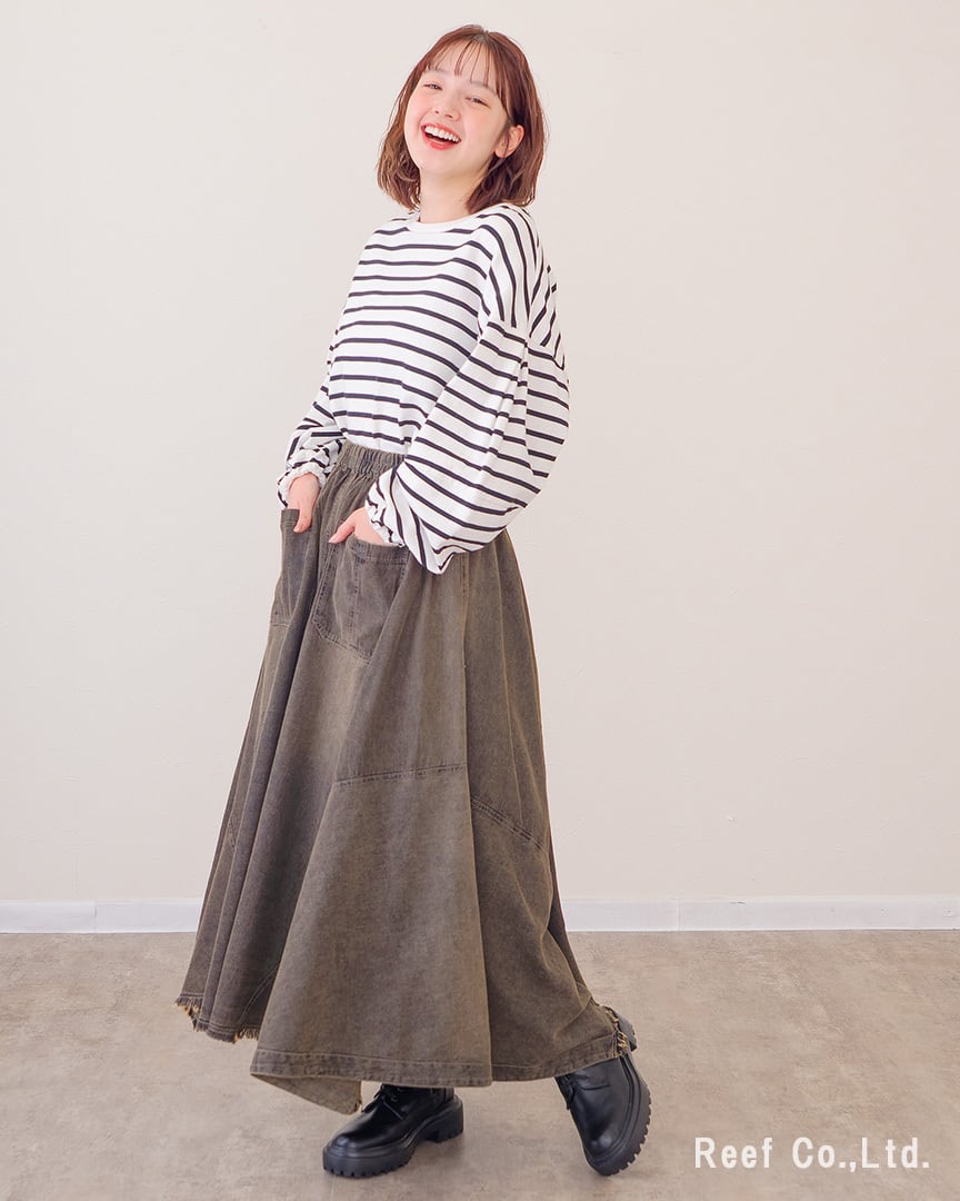 ネックスルーデニムスカート】 ST-225943 Brand：ミリロピュール