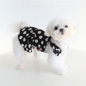 【PET】レトロ黒白水玉リボンワンピース
