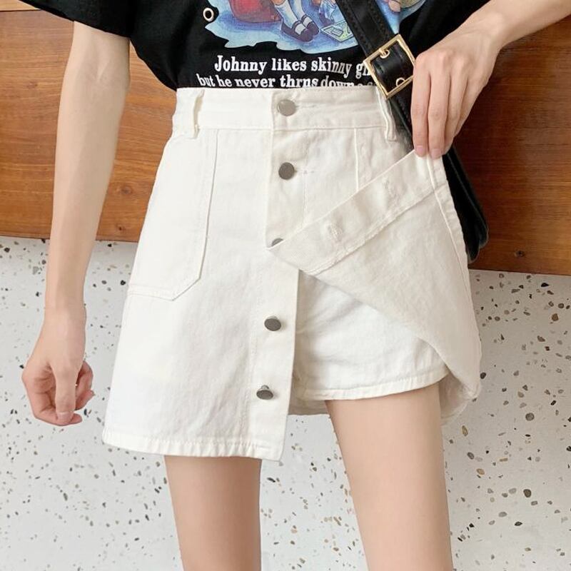 ホワイトショーツ サマー薄手ハイウェストウェストAラインワイドレッグパンツ 夏物 ブルマー ワイドパンツ 試着室36920287961